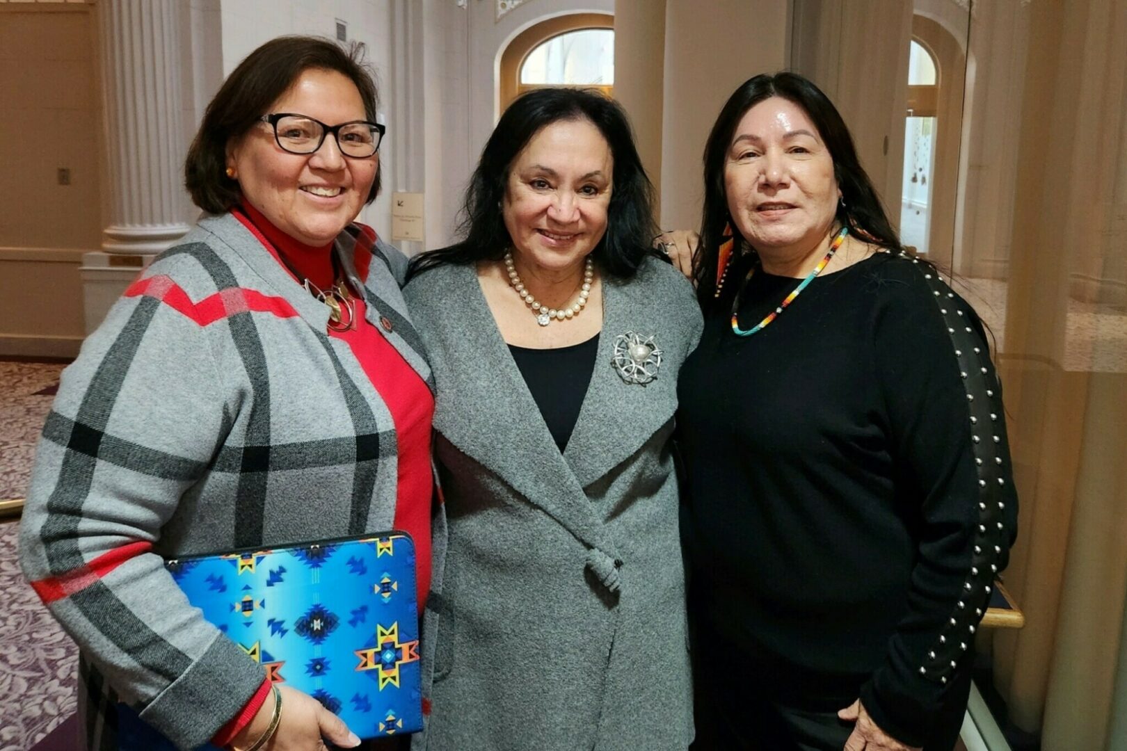 Clarissa Jacobs, Commissioner Rosa, and Sub-Chief Jacobs at first Indigenous Education CAC meeting