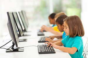 Students working on computers