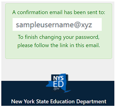 Password confirmation email popup window