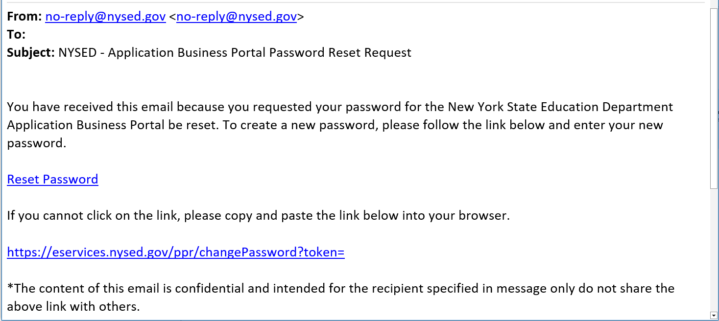 Password reset example email