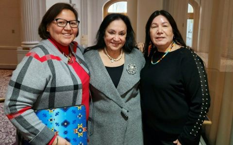Clarissa Jacobs, Commissioner Rosa, and Sub-Chief Jacobs at first Indigenous Education CAC meeting