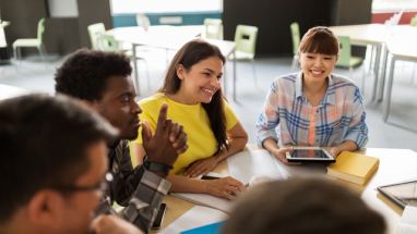 high school students working in a group